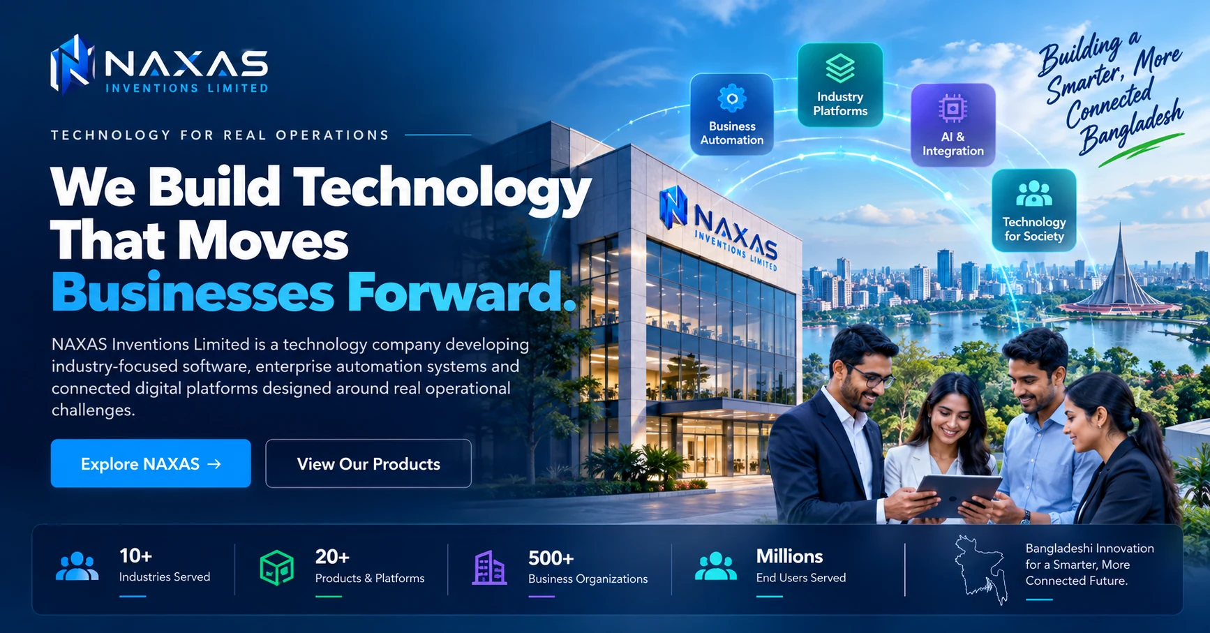 Naxas Inventions Limited technology company overview, products, operational focus, and Bangladesh team