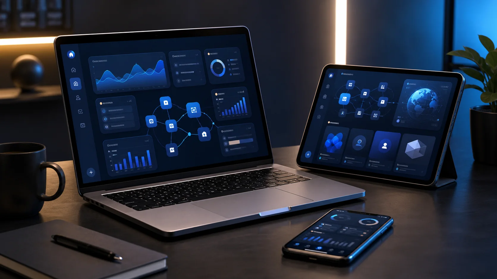 Connected digital platform dashboards across multiple devices
